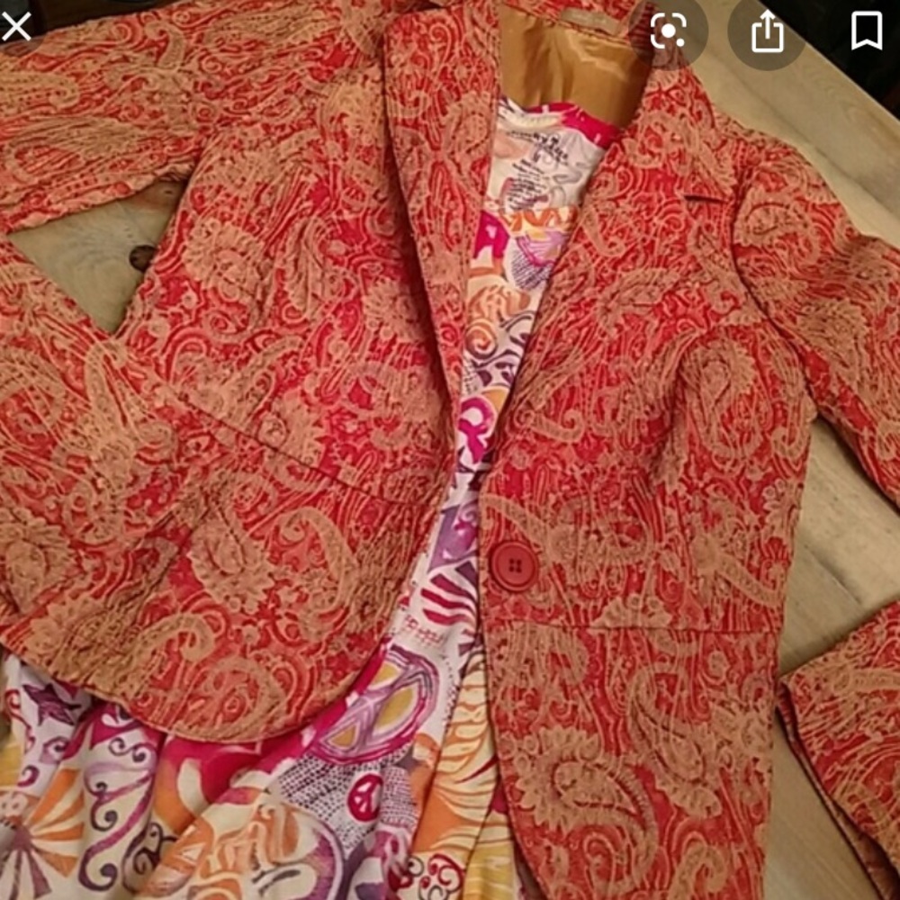 Coralish, orangish brocade jacket!